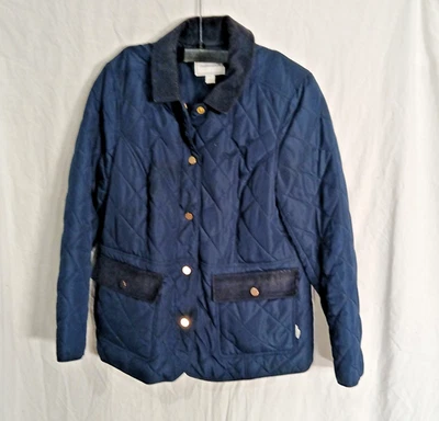 Charter Club Jacket, navy, quilted, size PM,  collared, pockets - Image 1 of 4
