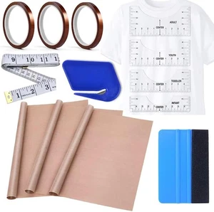 Sublimation Shirts Tool Kits - 4 T Shirt rulers, 3Pack Teflon Sheet for Blue - Picture 1 of 6