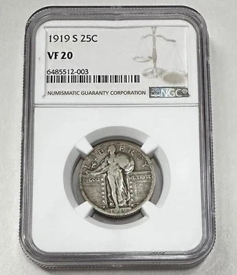 1919-S 25C NGC VF20 Standing Liberty Quarter - Image 1 of 2