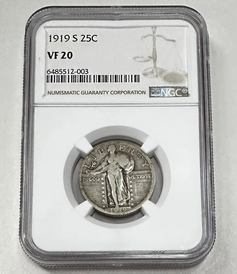 1919-S 25C NGC VF20 Standing Liberty Quarter - Image 1 of 2