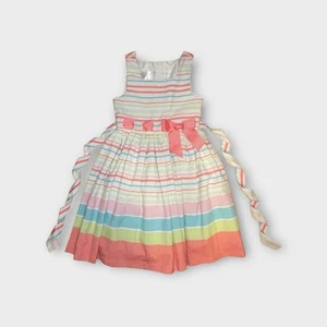 Bonnie Jean Pastel Color Stripe Sleeveless Bow Dress - Picture 1 of 5