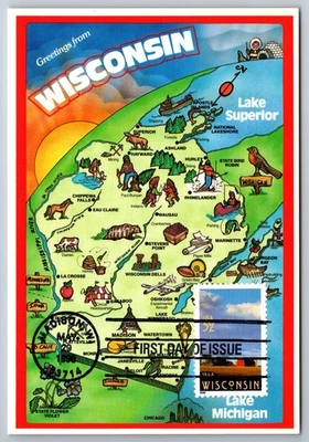 #3206 Wisconsin Statehood FDC Maxi Card - Image 1 of 2