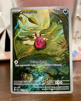 Pokemon TCG Venipede 132/086 Sv: Black Bolt Holo Illustration Rare Card - Image 1 of 2