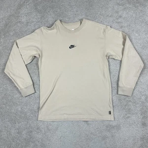 Nike Shirt Mens Small Beige Long Sleeve The Nike Tee Loose Fit Max 90 Swoosh - Picture 1 of 11