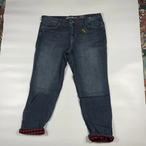 NWT EDDIE BAUER Woman’s Sz 20 Flannel Lined Boyfriend Fit Relaxed Leg Jeans  - Picture 1 of 11