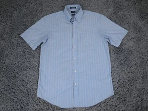 Arrow Shirt Mens Medium Blue Striped Oxford Blend Classic Fit Button Down - Picture 1 of 10