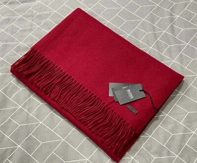 Bufanda XL roja profunda de lana para hombre Hugo Boss nueva con etiquetas Foto 1 de 4