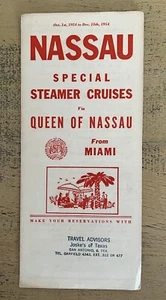 Vintage Nassau 1954 Special Steamer Cruises From Miami Brochure Queen Of Nassau - Picture 1 of 5