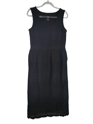 Isaac Mizrahi Live Black Sleeveless Lace Detail Maxi Dress Large Casual Basic - Image 1 of 4