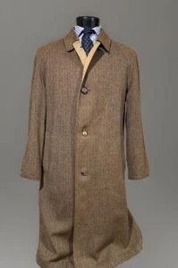 Savile Row Aquascutum Wool Reversible Herringbone Tweed Overcoat 42 R - Picture 1 of 18