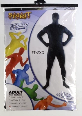 NEW SPIRIT HALLOWEEN BLACK Skin Suit Adult Halloween Costume Size XL 5 10"- 6 3" - Image 1 of 2