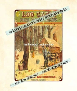 Log Cabin Maple Syrup collector tree metal tin sign elegant home decor - Picture 1 of 4