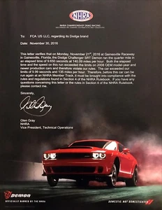 2017 Dodge Challenger SRT Demon Coupe photo "Banned by the NHRA" promo print ad - Picture 1 of 1