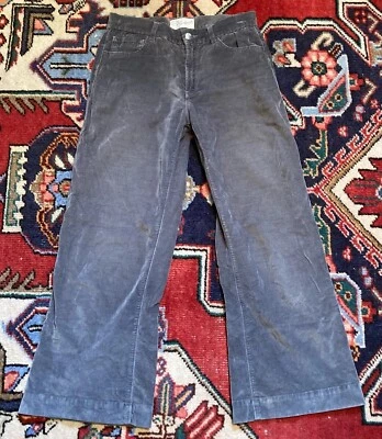 Vintage 1980's Seafarer Gray Velvet Sailor Utility Wide Leg Bell Bottom Slacks - Image 1 of 4