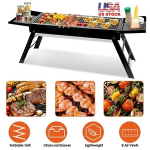 Portable BBQ Griddle Foldable Kabob Barbecue for Outdoor Hibachi BBQ Lamb Skewe - Picture 1 of 10