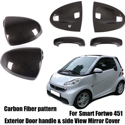 Fit for Smart Fortwo 451 2011-15 carbon look exterior mirror & door handle Cover - Image 1 of 4