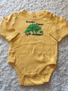 Circo Boys Yellow GRANDPA I WANT A PET DINOSAUR Long Sleeve One Piece 9 Months - Picture 1 of 6