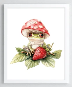 Strawberries Wall Art Print, Strawberry Kitchen Art Print, Home Decor Art #485 - Picture 1 of 2