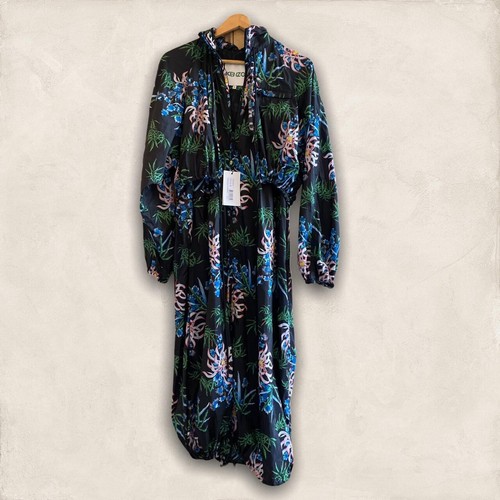 Cappotto impermeabile giacca a vento Kenzo stampa floreale 'sealily' nuovo con etichette