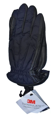 Guantes de cuero 14th & Union con pantalla táctil aislante azul marino y negro para hombre M Foto 1 de 4