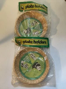 Wicker Paper Plate Holders Picnic BBQ Snacks Parties Family Vintage Woven Set - Picture 1 of 7