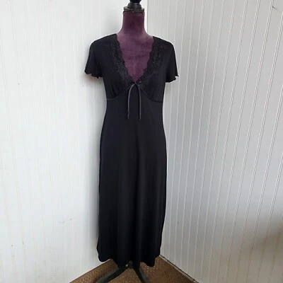 Jones New York Womens Black Sleeveless Night Gown Women’s Midi Modest Rayon Sz M - Image 1 of 4