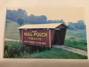 Postkarte GEDECKTE BRÜCKE WERBUNG POSTBEUTEL TABAK GUERNSEY CUMBERLAND OH - Bild 1 von 2