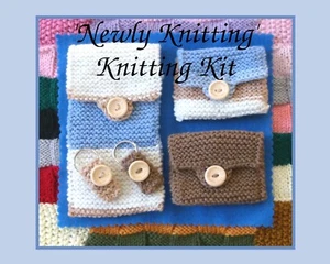 Neu Strickset, Anfänger, Handyhülle, Kartenetui, Schlüssel, alle Ressourcen enthalten - Bild 1 von 5