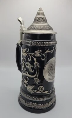 Cerveza alemana Stein vintage con tapa de peltre "ANTIGUA ALEMANIA" Domex GMBH USADA EN EXCELENTE ESTADO 91/2" de alto Foto 1 de 4