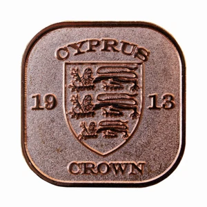 Cyprus Coin 1 Crown 1913 George V Modern Issue Unusual Shape Coin 03814 - Picture 1 of 3