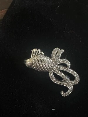 Broche prendedor de circón blanco de plata de ley 925 peces piedras preciosas naturales elegante Foto 1 de 4