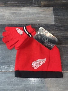 Detroit Red Wings Reebok rot manschettenlos Strickmütze und Handschuh Set Größe Jungen 4-7 Neu mit Etikett - Bild 1 von 5