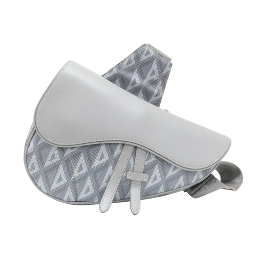 DIOR DIОR CD Diamond borsa da cintura per sella rivestita in tela grigia