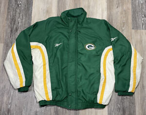 Vintage Reebok Green Bay Packers Youth Full Zip Nylon Jacket Size XL
