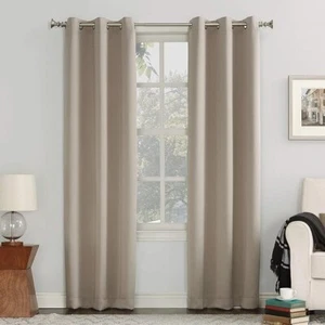 Sun Zero Nolan Energy Efficient Blackout Grommet Curtain Panel Stone 40 x 108 - Picture 1 of 2