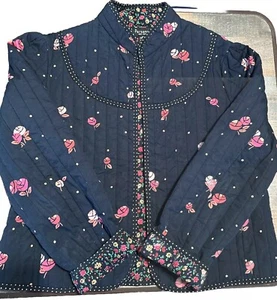Persaman NY Vera Bradley Style! Damen Steppjacke geblümt blau rosa Blumen - Bild 1 von 11