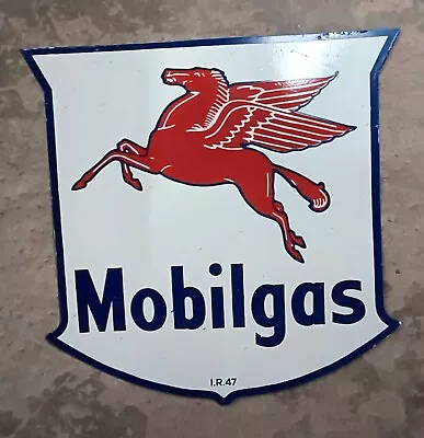 Mobil Oil Pure Porcelain Enamel Heavy Metal Sign  Double  Side All Size - Image 1 of 4