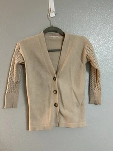 Girls brown cream Cardigan V Neck Button Down Sweater size small 7Y - Picture 1 of 3