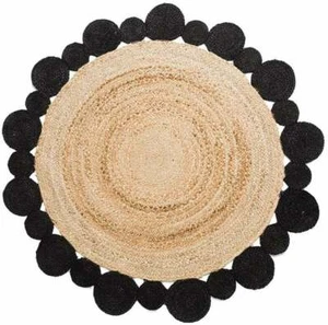Rug Jute Carpet Round Natural Jute Rug Reversible Braided Modern Rustic Look - Picture 1 of 7