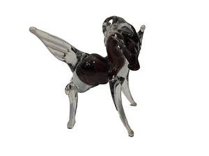 Vintage Murano italienische Kunst Glas mundgeblasen Glas Pferd braune Akzente 3" hoch - Bild 1 von 13