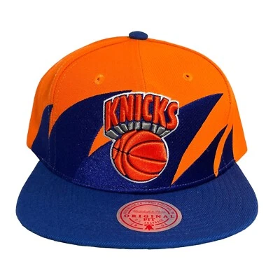 New York Knicks Mitchell & Ness NBA Diente de Tiburón Naranja/Azul Snapback Gorra Gorra OSFM Foto 1 de 4