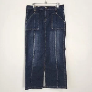 Y2K Nautica Womens Jean Skirt Maxi Stretch Denim Size 10 Dark Wash VTG 00s - Picture 1 of 10