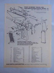 STARFIRE PISTOL MDL D Parts assembly Diagram 1990's catalog print ad - Picture 1 of 1