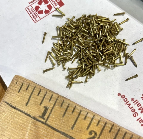 1/4” SOLID BRASS BRADS 100 NAILS 20 gauge Escutcheon pins vtg star brand usa Cover