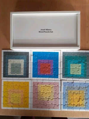 Josef Albers Wood Puzzle Set Six 25 Piece Puzzles Museum Of Modern Art Gallison - Image 1 of 4