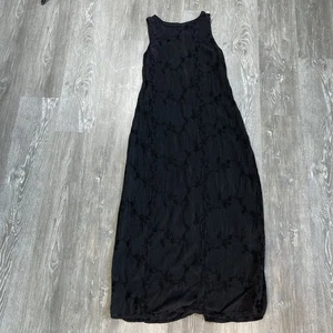 Y2K Vintage Johnny Was Item Black Maxi Dress Embroidered Button Back Size M - Bild 1 von 14