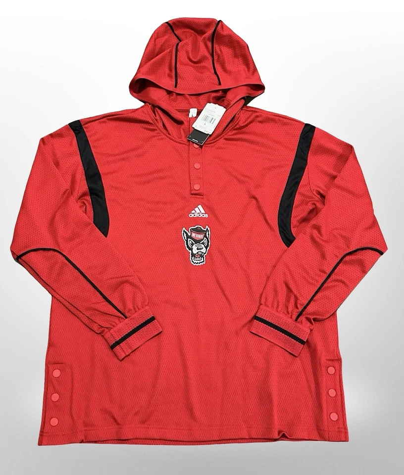 adidas NC State Wolfpack Men’s Long-Sleeve Hoodie Jersey Shirt Top Red L