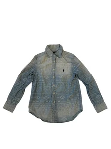 Ralph Lauren Long Sleeve Button Up Collared Shirt Blue Unisex Kids Size S 8 GUC - Picture 1 of 12