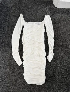 New! Women’s Club L London Ruched Midi Dress Size 8 UK. White/Cream Colour. - Picture 1 of 3