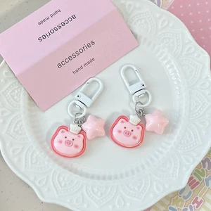 Cute Chef Hat Pig Star Keychain Cartoon Pink Star Pig Doll Pendant Key Ring - Picture 1 of 5
